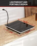 Portable Induction Cooktop, Hot Plate Countertop Burner with 10 Temp Levels, Timer, Auto-Shut-Off, Touch Panel, LED Display, Auto Pot Detection, Child Safety Lock - Image 3
