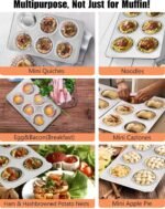 TeamFar 2 Packs Muffin Pan, Stainless Steel Muffin Cupcake Pan Tin Tray for Baking, for Mini Cakes/Tarts/Quiche, Healthy & Sturdy, Oven & Dishwasher Safe (6-Cup) - Image 5