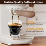 Espresso Machine with Steam Milk Frother Semi Automatic 20 Bar Compact White with Toggle Switch for home Cafetera Espresso, Latte, Cappuccino, Americano, Macchiato - Image 3