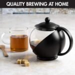 Primula Half Moon Teapot with Removable Infuser, Glass Tea Maker with Reusable Fine Mesh Stainless Steel Filter, Dishwasher Safe, 40-Ounce, Black - Image 3