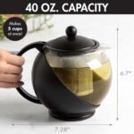 Primula Half Moon Teapot with Removable Infuser, Glass Tea Maker with Reusable Fine Mesh Stainless Steel Filter, Dishwasher Safe, 40-Ounce, Black - Image 5