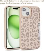 iCoverCase Compatible with iPhone 15 Wallet Phone Case with Card Holder for Women Men, [RFID Blocking] Card Slots PU Leather Protective Wallet Case 6.1 Inch (Beige Leopard) - Image 4