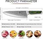 VEROXIS Damascus Chef Knife 8 Inch, Professional Japanese Kitchen Knives Sharp High Carbon Super Steel with Ergonomic Pakkawood Handles, Elegant Gift Box Packaging - Image 4
