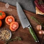 VEROXIS Damascus Chef Knife 8 Inch, Professional Japanese Kitchen Knives Sharp High Carbon Super Steel with Ergonomic Pakkawood Handles, Elegant Gift Box Packaging - Image 5