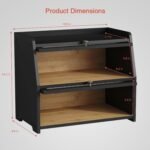 Large Bread Box for Kitchen Countertop, Black Bread Storage Container for Homemade Bread, Double Layer Farmhouse Breadbox Organizer for Kitchen Counter Cabinet, Pantry, Cupboard (Black) - Image 4