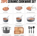 GOTHAM STEEL 20 Pc Ceramic Cookware Set, Copper Pots and Pans Set Non Stick with Bakeware, Cooking Utensils, and Steamer, Oven and Dishwasher Safe - Image 5