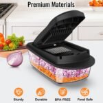 8 Blade All-in-1 Vegetable Chopper Mandoline Slicer with Container, Food Chopper, Onion Chopper, Veggie Cutter for Salad, Kitchen Gadgets Accessories Essentials, Black - Image 4
