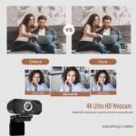 4K 2K 1080P HD Webcam with Microphone, Noise Cancellation, Privacy Cover, Wide-Angle Lens, Auto Light Correction, Plug & Play USB Webcam for Laptop, Desktop, PC, Zoom, Skype, Stream - Image 4
