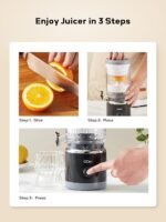Citrus Juicer Machine, Automatic Orange Juicer Squeezer, High Juice Yield, Ease to Use and Clean, Electric Fruits Juicer with Cleaning Brush for Orange, Lemon, Grapefruit(Black) - Image 4