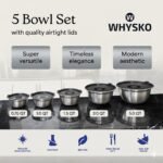WHYSKO Stainless Steel Mixing Bowls with Lids Set - 5 Rustproof Metal Nesting Mixing Bowls Set for Kitchen, Meal Prep, Baking, Cooking, Storage, Dishwasher Safe - .75, 1, 1.5, 3 and 5 qt bowls - Image 3