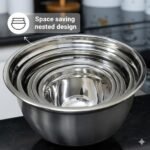WHYSKO Stainless Steel Mixing Bowls with Lids Set - 5 Rustproof Metal Nesting Mixing Bowls Set for Kitchen, Meal Prep, Baking, Cooking, Storage, Dishwasher Safe - .75, 1, 1.5, 3 and 5 qt bowls - Image 4