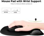 EooCoo Ergonomic Mouse Pad with Wrist Support, Mousepad with Memory Foam Wrist Rest and Non-Slip Base for Computer, Cafe, Home & Office, 9.64 x 8.26 in Office Desk Accessories - Image 3