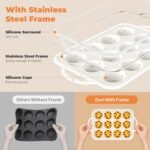 2Pack Silicone Muffin Pan For Baking With Metal Reinforced Frame, 12 Cup Regular Size Nonstick Cupcake Pan, BPA Free Silicone Muffin Tray, Cupcake Baking Pan Molds for Oven - Image 3