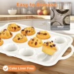 2Pack Silicone Muffin Pan For Baking With Metal Reinforced Frame, 12 Cup Regular Size Nonstick Cupcake Pan, BPA Free Silicone Muffin Tray, Cupcake Baking Pan Molds for Oven - Image 5