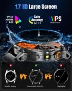 Military Smart Watches for Men with 1000mAH Battery, 1.7" HD Sports Smartwatch with Flashlight/Bluetooth Call/Heart Rate/SpO2/Sleep Monitor, Fitness Tracker for iPhone/Android Phones - Image 3