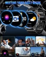 Military Smart Watches for Men with 1000mAH Battery, 1.7" HD Sports Smartwatch with Flashlight/Bluetooth Call/Heart Rate/SpO2/Sleep Monitor, Fitness Tracker for iPhone/Android Phones - Image 7