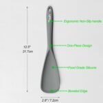 Silicone Spatula Spoon, Great for Both Cooking and Serving Durable BPA-Free Matte Black Silicone, Seamless Design, Safe for Nonstick Cooking Surfaces, 2-Pcs, Gray - Image 3