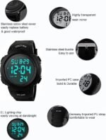 Mens Digital Sports Watch, Waterproof LED Screen Large Face Military Watches for Men - Image 3