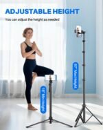 67" Phone Tripod, MIIASI Extendable Tripod for iPhone, Selfie Stick with Remote and Phone Holder, Compatible with iPhone/Android/Camera, Light Stand (Black) - Image 3