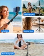 67" Phone Tripod, MIIASI Extendable Tripod for iPhone, Selfie Stick with Remote and Phone Holder, Compatible with iPhone/Android/Camera, Light Stand (Black) - Image 5