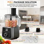 12 Cup Smart Food Processor, Electric Food Chopper Slicer with French-Fry Slicing Shredding Chopping Kneading Cutter, For Meat, Vegetable, Fries, Cheese, Meat & Veggie Prep, Puree - Image 4