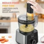 12 Cup Smart Food Processor, Electric Food Chopper Slicer with French-Fry Slicing Shredding Chopping Kneading Cutter, For Meat, Vegetable, Fries, Cheese, Meat & Veggie Prep, Puree - Image 5