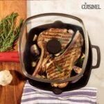 Cuisinel Cast Iron Square Grill Pan + Glass Lid + Pan Scraper + Handle Cover - 10.5" Pre-Seasoned Ridged Skillet - Grill, Stovetop, Fire, Indoor/Outdoor Use - for Grilling, Frying, Sauteing - Image 5