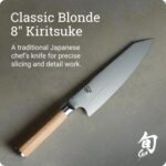 Shun Classic Blonde 8" Kiritsuke Knife, Handcrafted Japanese Kitchen Knife for Professional and Home Chefs, VG-MAX Core with Damascus Stainless Steel Cladding, Pakkawood Handle - Image 3