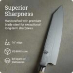 Shun Classic Blonde 8" Kiritsuke Knife, Handcrafted Japanese Kitchen Knife for Professional and Home Chefs, VG-MAX Core with Damascus Stainless Steel Cladding, Pakkawood Handle - Image 4