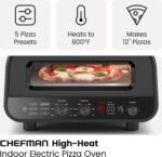 CHEFMAN Indoor Pizza Oven - Makes 12 Inch Pizzas in Minutes, Heats up to 800°F - Countertop Electric Maker with 5 Touchscreen Presets, Pizza Stone and Peel Included - Stainless Black - Image 3