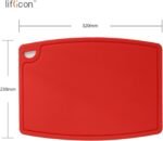 Liflicon Thick Silicone Cutting Board 12.6'' x 9.1'' Juice Grooves Easy Grip Handle Dishwasher Safe-Red - Image 3