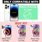 for iPhone 14 Pro Max Case Magnetic,for Women Girls Soft Cute Wave Frame Curly Shape Love Heart Luxury Plating Phone Case Compatible with MagSafe Shockproof Back Cover 6.7"-Hot Pink - Image 3
