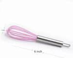 Mini Whisks 6 inch 4Pcs silica gel stainless steel Whisk, Hand Egg Mixer for Flour Cake Egg, Kitchen Cooking Baking Use Whisk （purple，yellow，cyan，blue） - Image 4