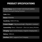 Black Shark Funcooler Wireless Gaming Mouse, Active Cooling & Heating, Dual 8KHz Polling Rate, 30K DPI Optical Sensor, Tri-Mode Wireless, Charging Dock, Ergonomic Right-Hand for PC/Mac - Image 6