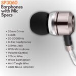 Sephia SP3060VC Wired Earbuds with Microphone, Deep Bass in-Ear Headphones with Noise Isolation, 10mm Drivers, Tangle-Free Cable, 3.5mm Jack - Image 7
