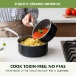 GreenPan Swift Healthy Ceramic Nonstick, 1QT and 2QT Saucepan Set, Stainless Steel Handle, PFAS-Free, Dishwasher Safe, Oven Safe, Black - Image 3
