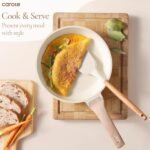 CAROTE 13Pcs Kitchen Utensils Set with 360 Rotating Knife Block, Heat Resistant Cooking Utensils Set with Wooden Handle, Kitchen Knife Sets with Nonstick Ceramic Surface, Cream White - Image 4