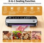 CALOOP Food Vacuum Sealer Machine with 20 Seal Bags, 80 Kpa Powerful Food Saver for Kitchen Storage, Dry/Moist Modes, Digital Countdown Timer, Compact Lightweight, Build-in Cutter - Image 3