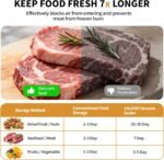 CALOOP Food Vacuum Sealer Machine with 20 Seal Bags, 80 Kpa Powerful Food Saver for Kitchen Storage, Dry/Moist Modes, Digital Countdown Timer, Compact Lightweight, Build-in Cutter - Image 4
