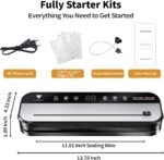 CALOOP Food Vacuum Sealer Machine with 20 Seal Bags, 80 Kpa Powerful Food Saver for Kitchen Storage, Dry/Moist Modes, Digital Countdown Timer, Compact Lightweight, Build-in Cutter - Image 5