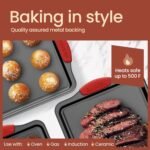 6-Piece Nonstick Gray Marble Coated Bakeware Set - Professional Quality Carbon Steel Pans with Silicone Handles - Ideal for Oven, Refrigerator, Freezer - Dishwasher Safe - Image 8