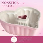 Paris Hilton Heart Shaped Fluted Cake Pan, Cast Aluminum with Clean Ceramic Nonstick Bakeware, Dishwasher Safe, Made without PFAS, PFOA, PFOS & PFTE, 9-Inch, Pink - Image 5
