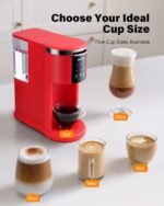 SHARDOR 3 in 1 Coffee Maker, K Cup Coffee Maker Compatible with Ground Coffee & Teas, Single Serve Coffee Machine, 6–14oz Brew Sizes, 40oz Detachable Water Reservoir, Descale Settings, Red - Image 4