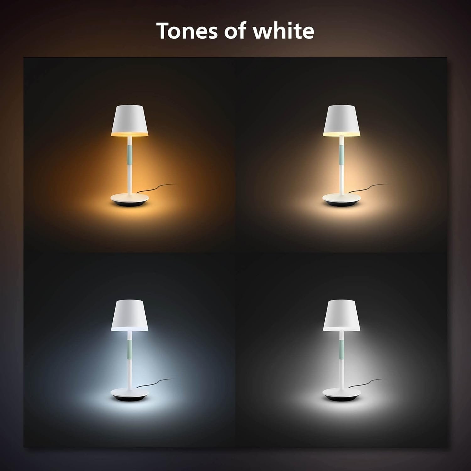 Philips Hue Go Smart Portable Table Lamp, White - White and Color Ambiance LED Color-Changing Light - 1 Pack - Indoor and Outdoor Use - Control with Hue App or Voice Assistant - Image 7
