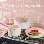CAROTE Ceramic Cookware Set Nonstick, 15pcs Pots and Pans Set Non stick, Non Toxic Cookware,Dishwasher,RV/Camping Cookware Set, Pan and Pot with Kitchen Utensils, Pink - Image 5
