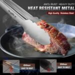 Walfos Kitchen Tongs for Cooking, 600℉ Heat Resistant Stainless Steel Tongs, All Metal Heavy Duty Tongs For Food ,BBQ Grilling - 7 ，9 and 12 Inch ,Set of 3 - Image 3