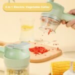 Multi-Functional Portable Wireless Vegetable Chopper - 4-in-1 Electric Food Processor for Chopping, Slicing, Grating & Whipping, with Cleaning Brush and Charging Cable - Image 3