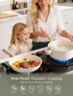 Astercook Pots and Pans Set Non Stick, Ceramic Cookware Set Non Toxic, 18 Pcs Dishwasher Safe Induction Cookware for Everyday Cooking & Kitchen Gifts - Image 4
