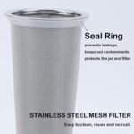 Fermus Cold Brew Coffee Filter for 64oz / 2Quart Wide Mouth Mason Jar Infuser 304 Stainless Steel Strainer with Seal Ring Design for Grounds Tea Fruit Coffee Filter - Image 4