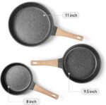 YIIFEEO Frying Pans Nonstick, Induction Frying Pan Set Granite Skillet Pans for Cooking Omelette Pan Cookware Set with Heat-Resistant Handle, Christmas Gift for Women (8" &9.5" &11") - Image 3